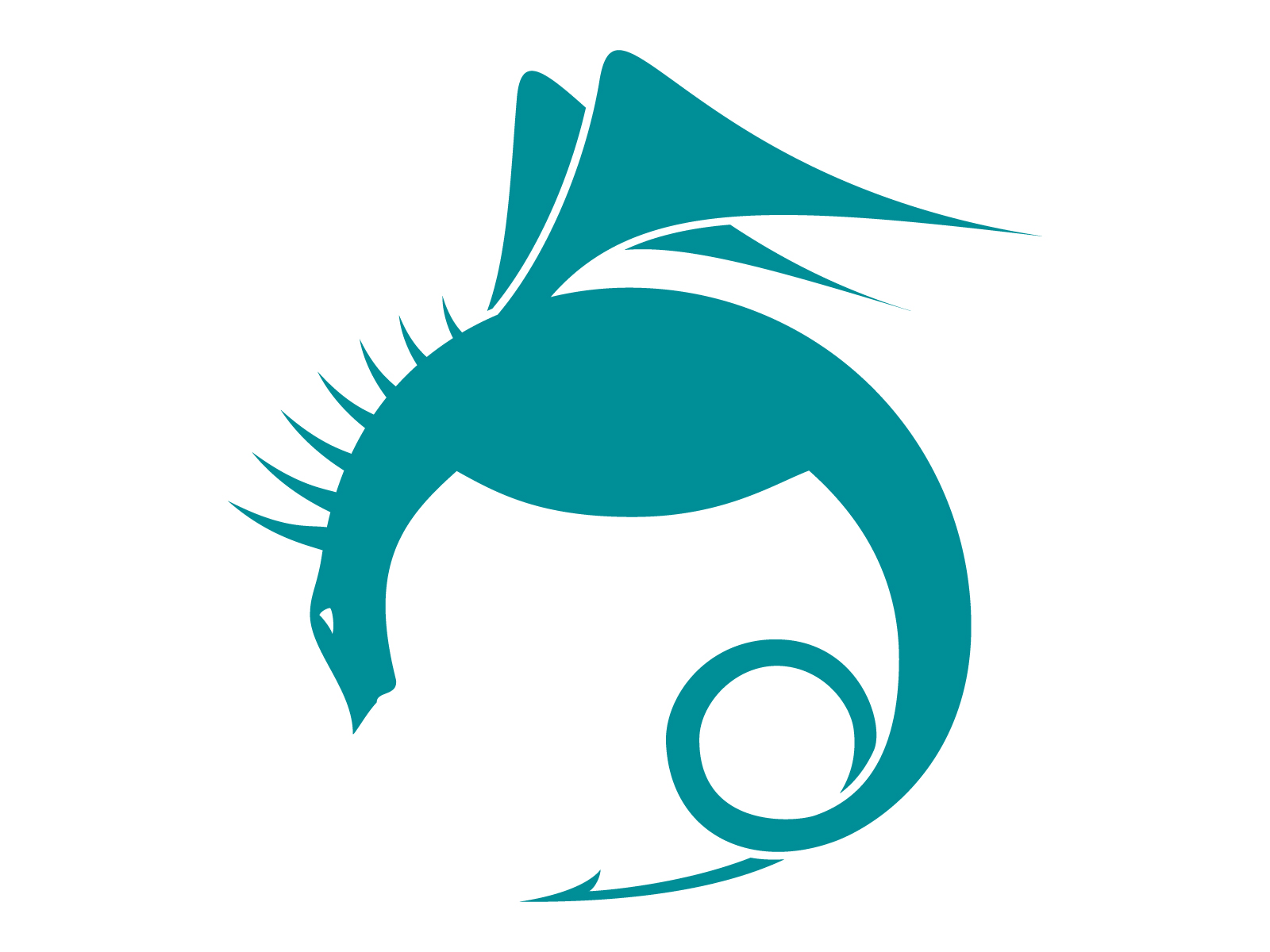 Logo de la boutique en ligne Graphishirts. Un dragon bleu-vert stylisé.